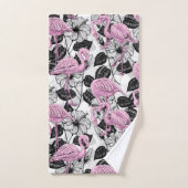 Flamants roses et fleurs d'hibiscus (Serviette à main)