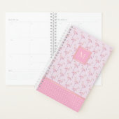 Flamants roses et points rose tendance avec Monogr (Devant avec enveloppe)
