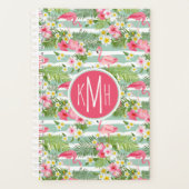 Flamants roses Et Rayures | Monogramme (Devant)