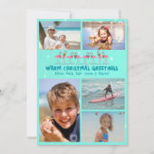 Flamants roses Étoiles Noël Photo Collage Carte Pl (Devant)