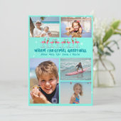 Flamants roses Étoiles Noël Photo Collage Carte Pl (Debout devant)