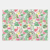 Flamants roses feuilles tropicales (Devant 3)
