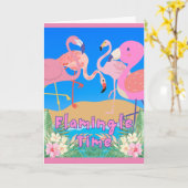 Flamants roses Flamingage Temps Fête Invitation (Fleur jaune)