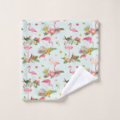 Flamants roses floraux tropicaux roses (Gant de toilette)