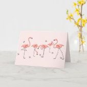 Flamants roses Groupe rose - Carte de voeux (Fleur jaune)