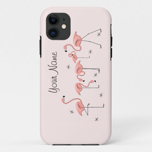 Flamants roses Groupe rose 'Nom' iPhone 11 coque (Dos)