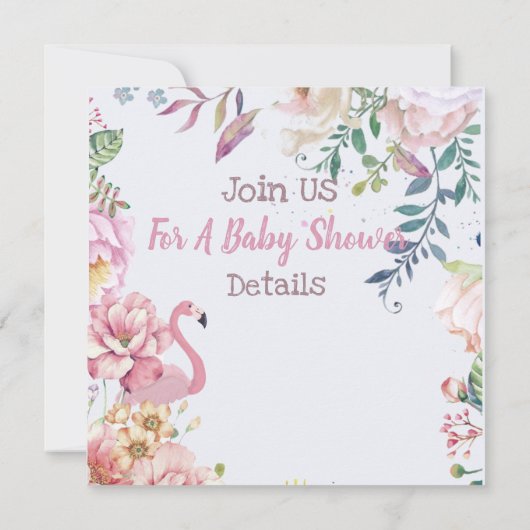 Flamants roses Invitation douche (Dos)