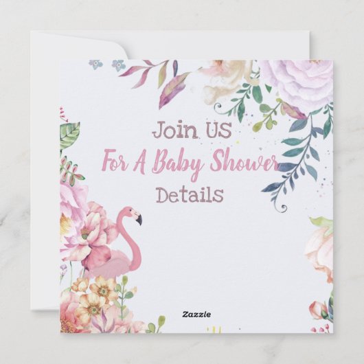 Flamants roses Invitation douche (Dos)