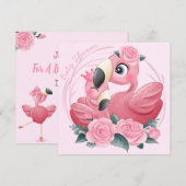 Flamants roses Invitation douche (Devant / Derrière)