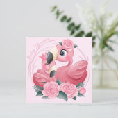 Flamants roses Invitation douche (Debout devant)
