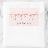 Flamants roses Ligne rose rectangle autocollant (Sac)