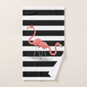 Flamants roses mignons et adorables, rayures (Serviette à main)