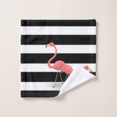Flamants roses mignons et adorables, rayures (Gant de toilette)