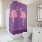Flamants roses mignons rideaux de douche texte per (En situation)