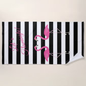 Flamants roses mignons, serviette de plage Flaming (Devant)