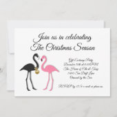 Flamants roses noirs roses Noël Fête Invitation (Devant)