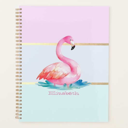 Flamants roses pastel moderne rayé (Devant)