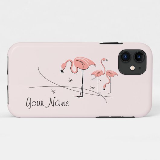 Flamants roses Pink Trio 3 'Nom' iPhone 11 coque (Dos (Horizontal))
