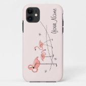 Flamants roses Pink Trio 'Nom' iPhone 11 coque (Dos)