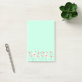 Flamants roses Retro Green Large post-it note vert (Bureau)