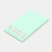 Flamants roses Retro Green Large post-it note vert (Incliné)