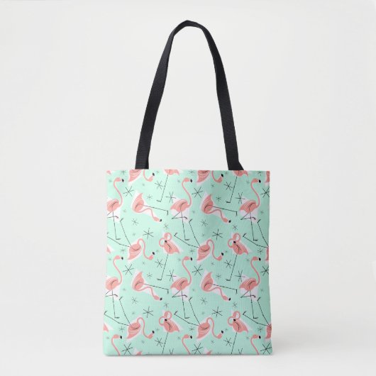 Flamants roses Retro Green Multi sur sac fourre-to (Devant)