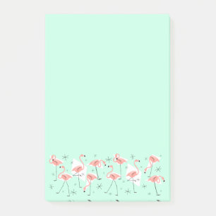 Flamants roses Retro Green Wide post-it note verti