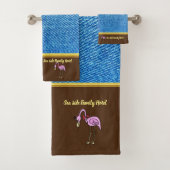 Flamants roses romantiques rose avec texture denim (En situation)