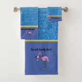 Flamants roses romantiques rose avec texture denim (En situation)
