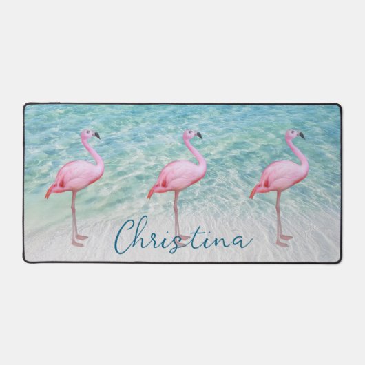 Flamants roses Rose Cute Plage Tropical Personnali (Recto)