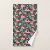Flamants roses rose monogramme sur mesure Motif tr (Serviette à main)