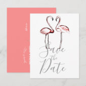 Flamants Roses Rose Pêche Faire-Part de Mariage (Devant / Derrière)