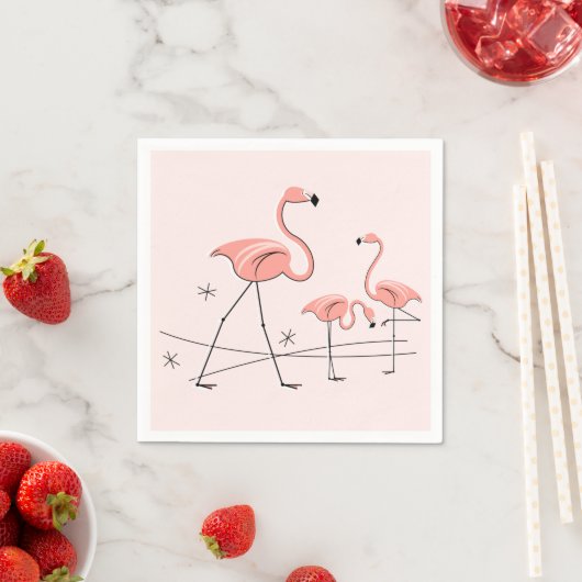 Flamants roses Rose Trio 2 serviettes en papier (En situation)
