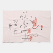 Flamants roses Rose Trio 2 Texte serviette de cuis (Horizontal)