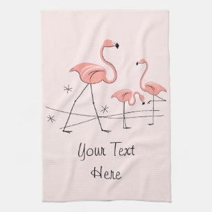 Flamants roses Rose Trio 2 Texte serviette de cuis