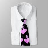Flamants roses roses Aimer Cravate noire, Coeur (Attaché)