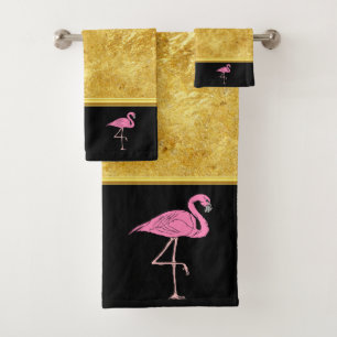 Flamants roses roses debout avec texture de feuill