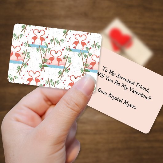 Flamants roses roses doux Valentine - Cartes pour