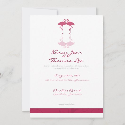 Flamants roses roses Faire-part de mariage (Devant)