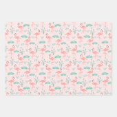 Flamants roses roses Green Palm Feuilles Tropical (Devant)