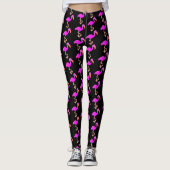 Flamants roses roses Leggings noirs (Devant)