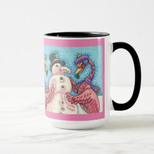 Flamants roses roses rendant Snowman CHRISTMAS MUG