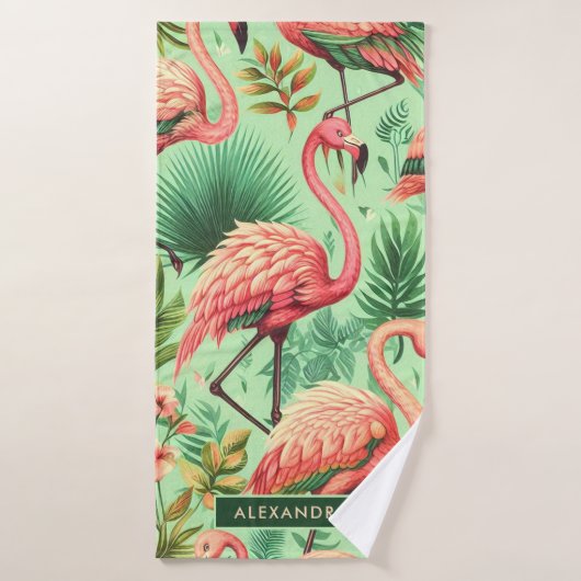Flamants roses roses vintages (Serviette de bain)