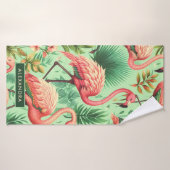 Flamants roses roses vintages (Serviette de bain)