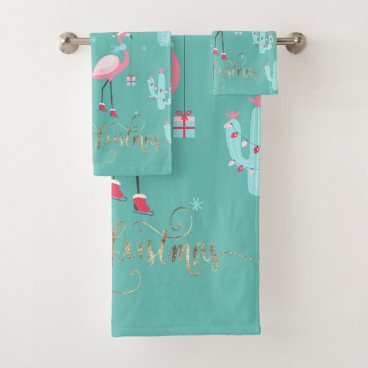 Flamants roses Santa Hat présente des flocons de n (En situation)