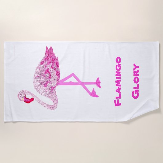 Flamants roses serviette de plage Glory (Devant)