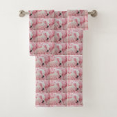 Flamants roses serviettes de bain (En situation)