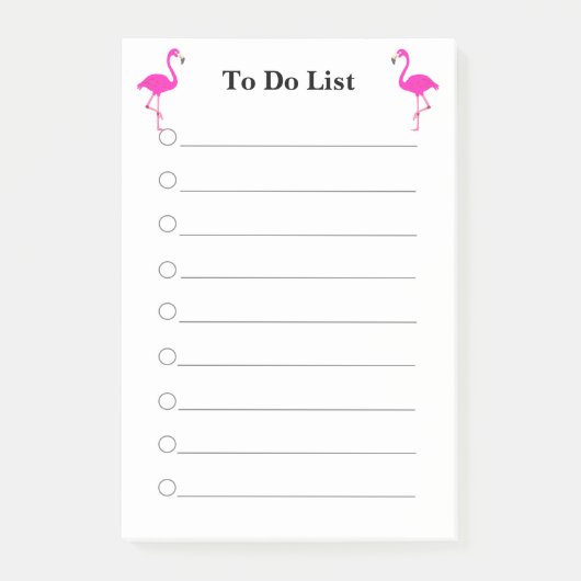 Flamants roses sur blanc bordé To Do List Post-it (Devant)
