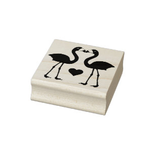 "Flamants roses tampon en caoutchouc dans amour"
