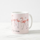 Flamants roses Tasse "Texte" de ligne rose (Devant droit)